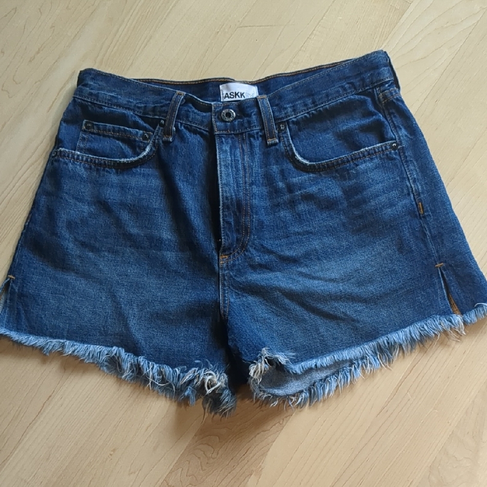ASKK NY Frayed Hem Jean Shorts Size 28 2.5" Port